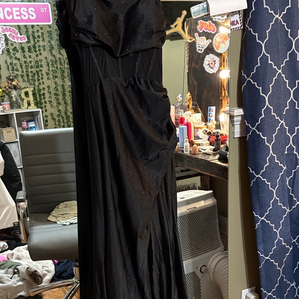 Honey and Rosie Black Sparkle Maxi Dress